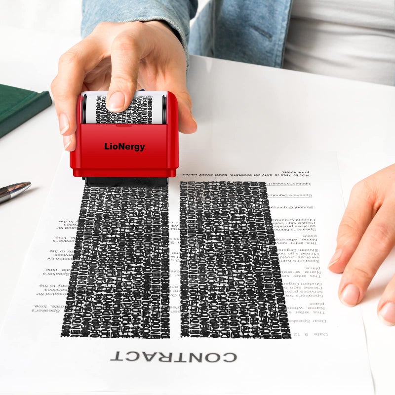 Lionergy Identity Protection Roller Stamp LioNergy Roller Identity Theft Prevention Security Stamp with 3 Refills - Red - Image 4